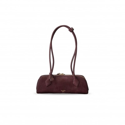 ALAÏA LE TECKEL SMALL SUEDE SHOULDER BAG BURGUNDY AA1S06033CA214 (27*9*8cm)
